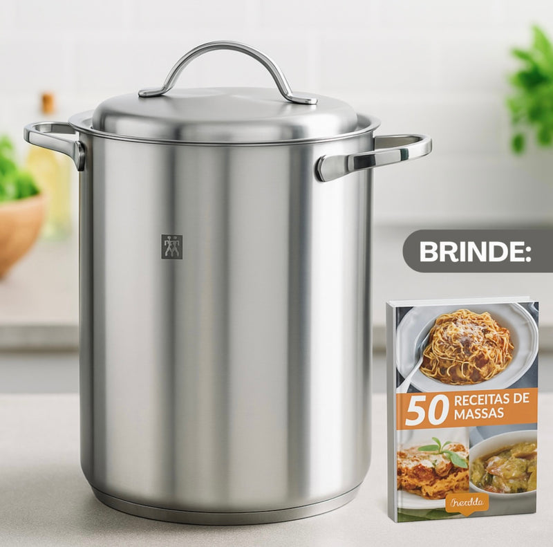 Panela Alta Inox 4,5L + Cesta Multifuncional | Frite, Cozinhe a Vapor ou Prepare Massas Sem Bagunça!